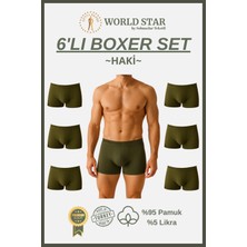 World Star 6'lı Haki Düz Renk Erkek Boxer – Pamuklu ve Likralı
