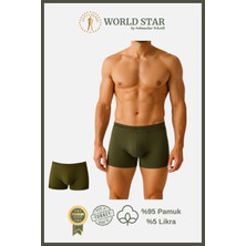World Star 6'lı Haki Düz Renk Erkek Boxer – Pamuklu ve Likralı