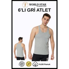 World Star 6'lı Gri Erkek Atlet – Pamuklu Penye – Rahat ve Dayanıklı