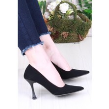 Fort 16308 Düz Sade Süet Rahat Şık Stiletto Yüksek Topuklu Kadın Ayakkabı