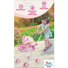 Brother Toys Yataklı ve Tenteli Kaliteli Metal Oyuncak Puset Bebek Arabası
