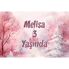 Pembe Orman ve Şato Temalı Doğum Günü Afişi 100X150 cm