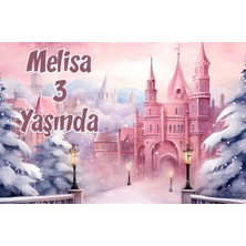 Pembe Şato Temalı Doğum Günü Afişi 100X150 cm