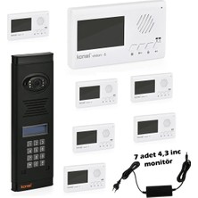 Görüntülü Diafon Seti Konwi Intercom Apartman Tipi Set Vsions 4,3 Monitör Zil Paneli Şifreli Kameralı Güç Kaynağı