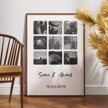 Kişiye Özel 9 Fotoğraflı Poster Tasarımı | Isimler ve Tarihlerle Kişiselleştirilmiş Fotoğraf Kolajı