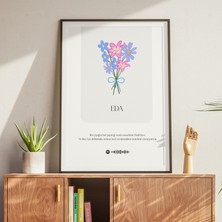 Isme Özel Çiçek Buketi Poster | Her Harf Bir Çiçek, Kişisel Mesaj ve Spotify Kodu ile