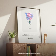 Isme Özel Çiçek Buketi Poster | Her Harf Bir Çiçek, Kişisel Mesaj ve Spotify Kodu ile