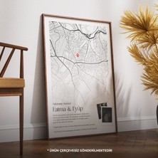 Kişiye Özel Aşk Haritası Poster | Ilk Buluşma, Koordinatlar ve Kişisel Mesajla Özel Tasarım