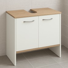 Modern Beyaz Ceviz Renk Lavabo Altı Banyo Dolabı Ayaklı Lavabo Dolabı