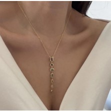 Çelik 316 L Kararmaz Zirkon Renkli Taşlı Trend Kadın Y Lisa Kolye