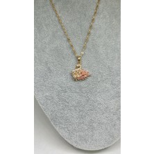 Çelik 316 L Kararmaz Zirkon Taşlı 45+5 cm Gold Zincir Kuğu Lu Kadın Çelik Kolye