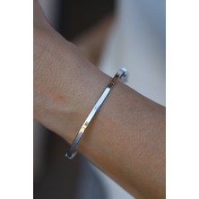 14 Ayar Altın Arpaş Düz Sade Beyaz Kelepçe