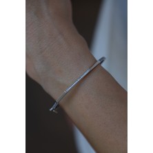 14 Ayar Altın Taş Detaylı Beyaz Beşgen Kelepçe