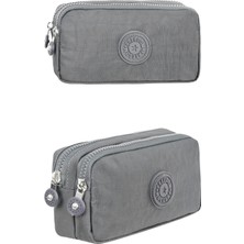 Krinkıl Kumaş Çift Bölmeli Gözlü Kalemlik Kalem Kutusu