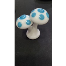 Cam El Yapım Mantar Mavi Beyaz Zanaat 5cm Mini Sevimli Sanat Bahçe Minyatür Saksı Süsü 1 Adet