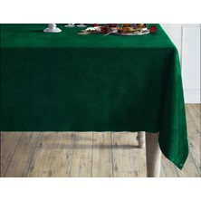 Zümrüt Yeşil Renk Dikdörtgen, Kadife Dokulu, Dertsiz, Masa Örtüsü