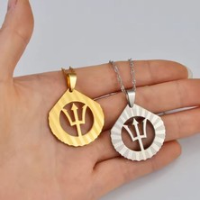 Voyageaccessory Paslanmaz Çelik Miyolojik Denizler Tanrısı Posedion Mızrak Kolye