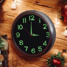 Fosforlu Metal 3D Kabartma Rakam Mini Duvar Saati Çap 20  cm  Küçük Saat