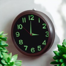Fosforlu Metal 3D Kabartma Rakam Mini Duvar Saati Çap 20  cm  Küçük Saat