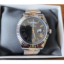 Coliseum Rolex Görünümlü Çelik Kordon Siyah Kadran Gümüş-Rose Takvimli Erkek Kol Saati