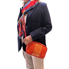 Pinkylola  Design- Camera Model Narçiçeği Altın Yılan Baskılı Hakiki Deri Zincir Detaylı Askılı/çapraz Çanta