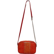 Pinkylola  Design- Camera Model Narçiçeği Altın Yılan Baskılı Hakiki Deri Zincir Detaylı Askılı/çapraz Çanta