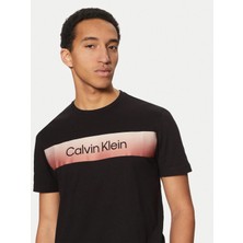 Calvin Klein  Erkek Kısa Kollu Pamuklu Bisiklet Yaka  Yazı Detaylı Siyah T-Shirt K10K114163