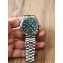 Coliseum Rolex Görünümlü Çelik Kordon Yeşil Kadran Gümüş Renkli Takvimli Erkek Kol Saati