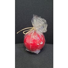 Kırmızı Renk 7cm Çaplı Yuvarlak Gerçek Mum Ev Dekorasyon Kokusuz Kendi Paketinde Top 1 Adet