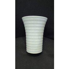 Concept Vazo Kalın Çizgili Küçük Boy Su Yeşili 16CM Porselen Bauer Yüksek Ateşli 1 Adet