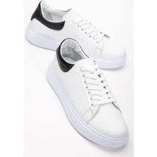 Hakiki Deri Erkek Günlük Ayakkabı Beyaz Kalın Taban Bağcıklı