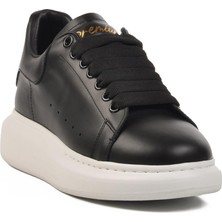 Walkway Siyah-Beyaz  Deri Erkek Sneaker Premium 02028 M