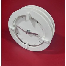 Ahşap Masa Üstü Saat Dekoratif Ev Dekorasyon Alarmlı Çap 11CM Beyaz Gümüş Analog Rakamsız 1 Adet