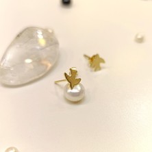 Kırlangıç Vidalı Küpe 14 Ayar Altın Hd Videolu