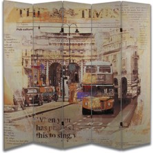 Şehir Temalı Özel Tasarım Paravan Room Divider 180 x 200 cm