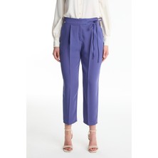 Pileli Kuşak Detaylı Menekşe Pantolon P-0229