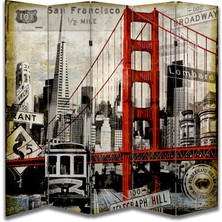 Şehir Temalı Özel Tasarım Paravan Room Divider 180 x 200 cm