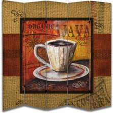 Kafe Temalı Özel Tasarım Paravan Room Divider 180 x 200 cm