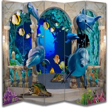 Deniz Temalı Özel Tasarım Paravan Room Divider 180 x 200 cm
