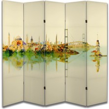 Şehir Temalı Özel Tasarım Paravan Room Divider 180 x 200 cm