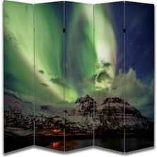 Kuzey Işıkları Temalı Özel Tasarım Paravan Room Divider 180 x 200 cm
