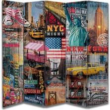Şehir Temalı Özel Tasarım Paravan Room Divider 180 x 200 cm