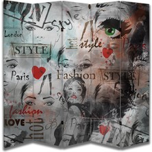 Moda Temalı Özel Tasarım Paravan Room Divider 180 x 200 cm