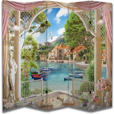 Manzara Temalı Özel Tasarım Paravan Room Divider 180 x 200 cm
