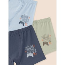 Erkek Çocuk Organik Pamuklu Likralı Boxer Game Over 3'lü Paket