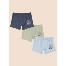 Erkek Çocuk Organik Pamuklu Likralı Boxer Game Over 3'lü Paket