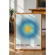 Mavi Aura Poster - 444 Angel Number Spiritüel Enerji Duvar Dekoru - Modern Minimal Çerçevesiz Baskı