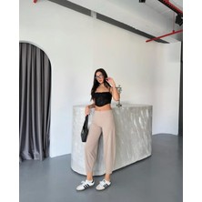 Wearflawless Kadın Scuba Crep Kumaş Beli Lastikli Şalvar Model Balon Pantolon