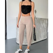 Wearflawless Kadın Scuba Crep Kumaş Beli Lastikli Şalvar Model Balon Pantolon