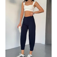 Wearflawless Kadın Scuba Crep Kumaş Beli Lastikli Şalvar Model Balon Pantolon